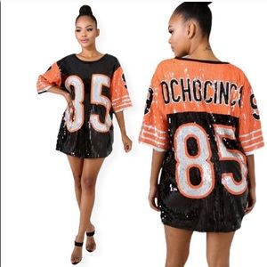 Chad ochocinco 85 sequin jersey dress mini dress